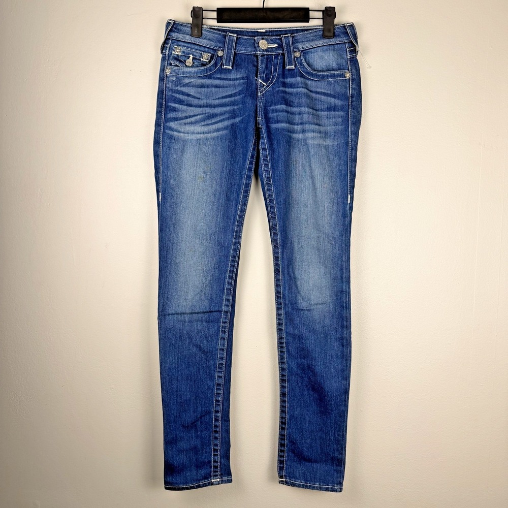 True Religion Skinny Jeans Women's 26 (29x30) Blue Denim Low-Rise Light Wash